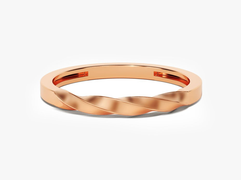 14k Solid Gold Twist Wedding Band For Women - Doozy Diamonds