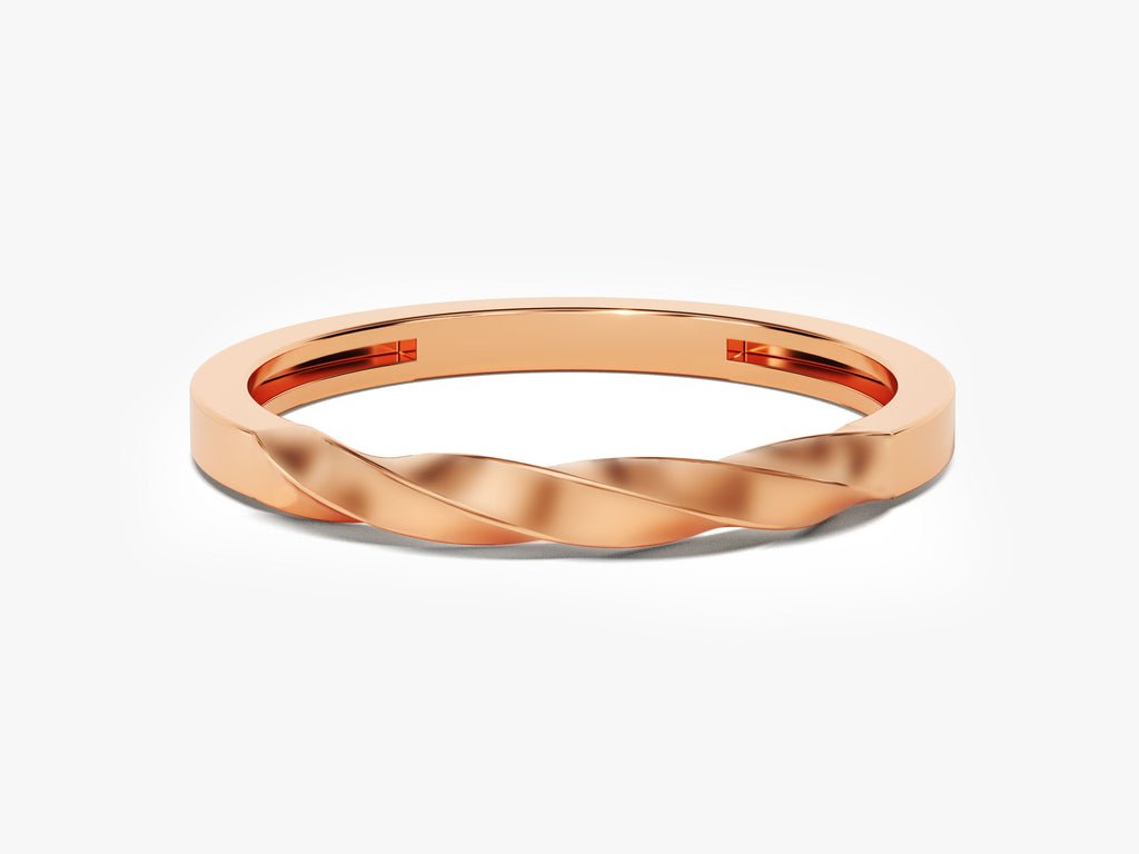 14k Solid Gold Twist Wedding Band For Women - Doozy Diamonds