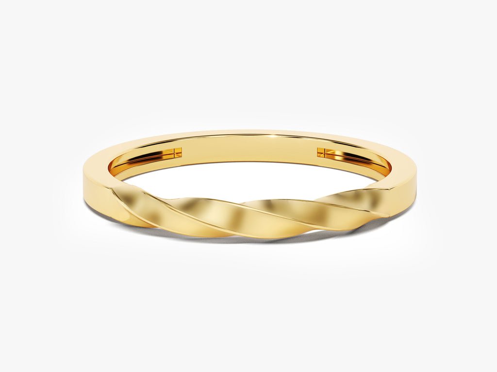 14k Solid Gold Twist Wedding Band For Women - Doozy Diamonds