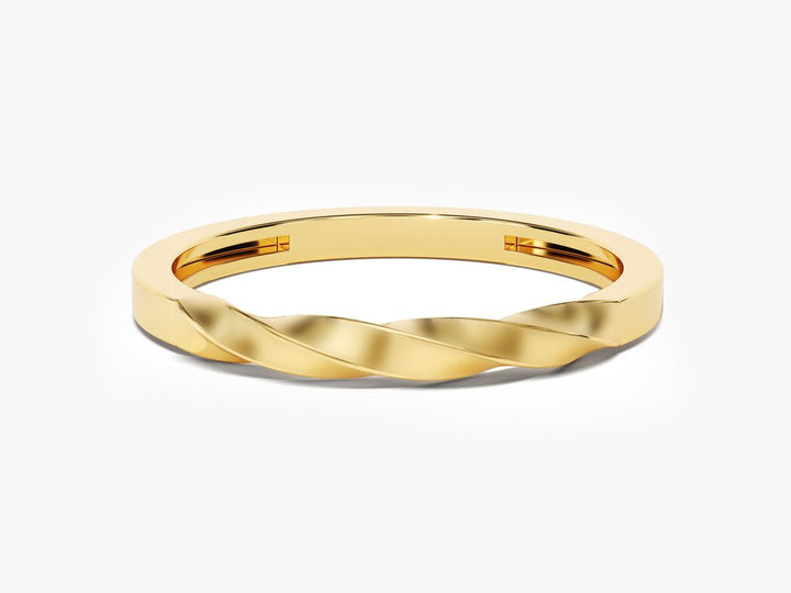 14k Solid Gold Twist Wedding Band For Women - Doozy Diamonds