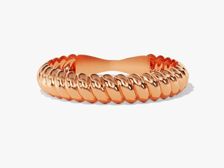 4mm Twist Rope Wedding Band For Women 14k Solid Gold - Doozy Diamonds