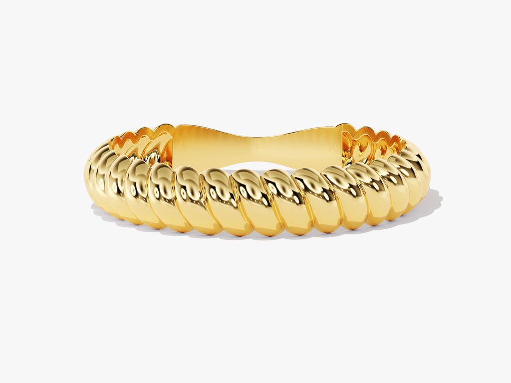 4mm Twist Rope Wedding Band For Women 14k Solid Gold - Doozy Diamonds