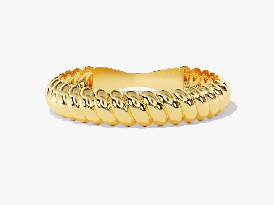 4mm Twist Rope Wedding Band For Women 14k Solid Gold - Doozy Diamonds