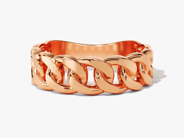 6mm Chain Link Wedding Band For Women 14k Solid Gold - Doozy Diamonds