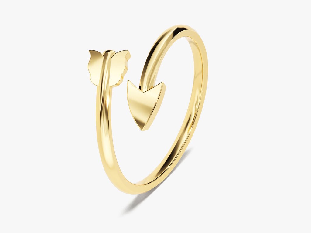 14k Solid Gold Arrow Wedding Band For Women Open Ring - Doozy Diamonds