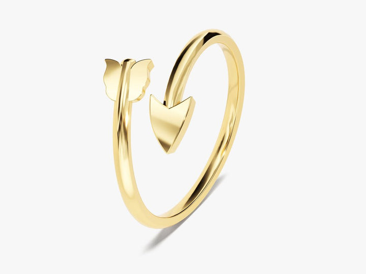 14k Solid Gold Arrow Wedding Band For Women Open Ring - Doozy Diamonds