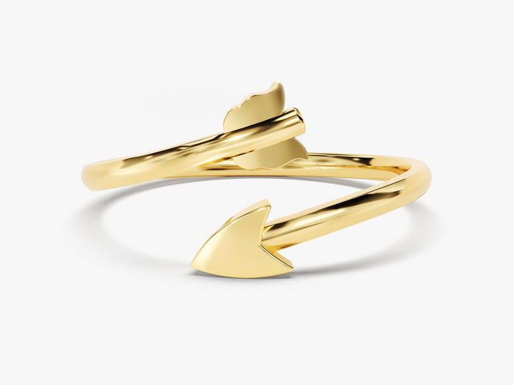 14k Solid Gold Arrow Wedding Band For Women Open Ring - Doozy Diamonds