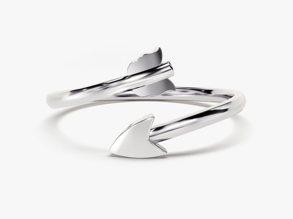 14k Solid Gold Arrow Wedding Band For Women Open Ring - Doozy Diamonds