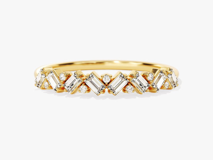Round round diamond wedding band front view