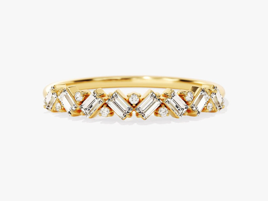 Round round diamond wedding band front view