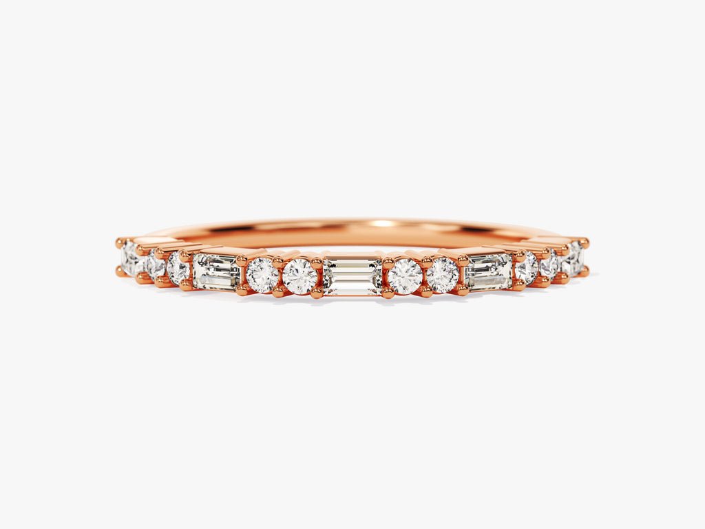 Close-up of 0.37CT baguette & round lab grown diamonds