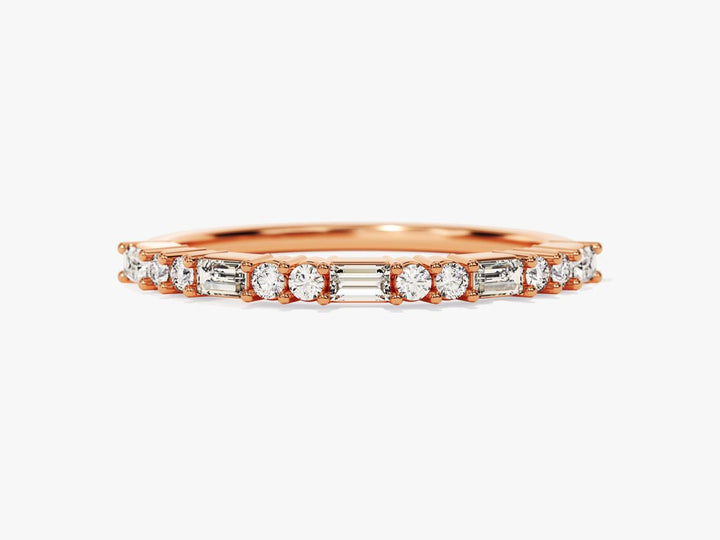 Close-up of 0.37CT baguette & round lab grown diamonds