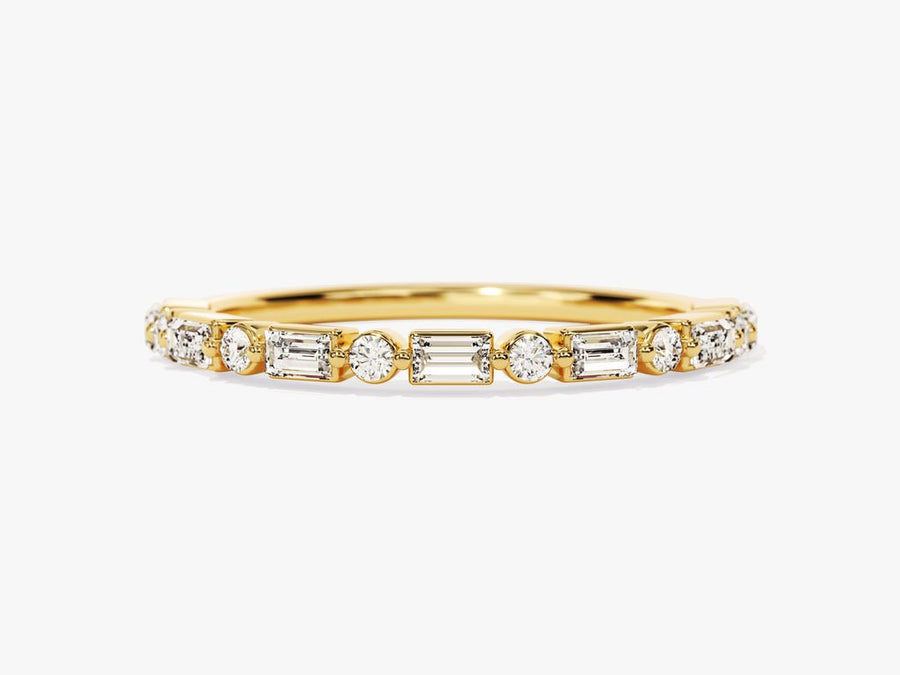 Round & Baguette round & baguette diamond wedding band front view