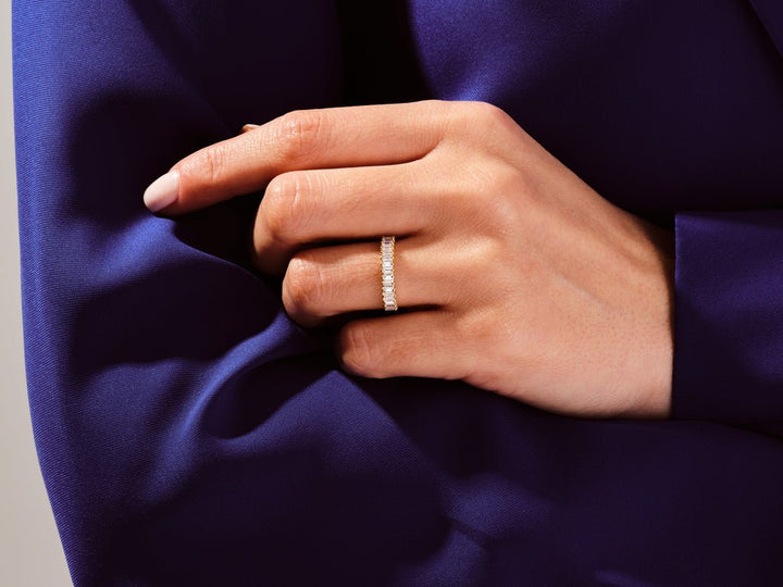 Ethically sourced baguette diamond eternity band