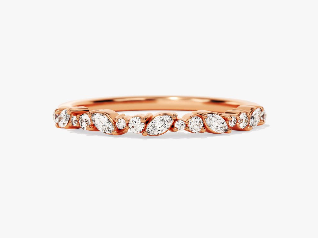 Close-up of 0.24CT marquise & round lab grown diamonds