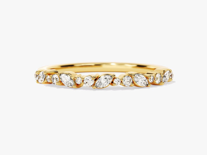 Marquise & Round marquise & round diamond wedding band front view