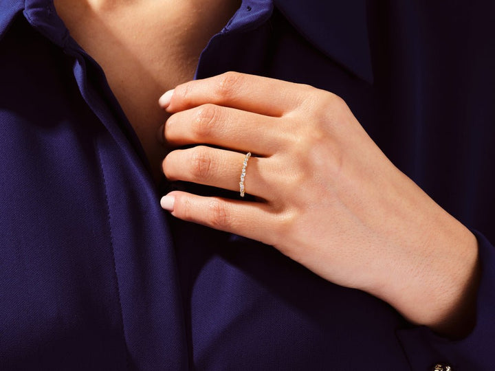 Marquise & Round diamond wedding band in white gold