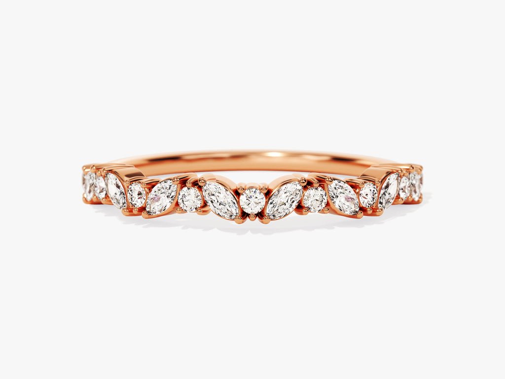 Close-up of 0.34CT marquise & round lab grown diamonds