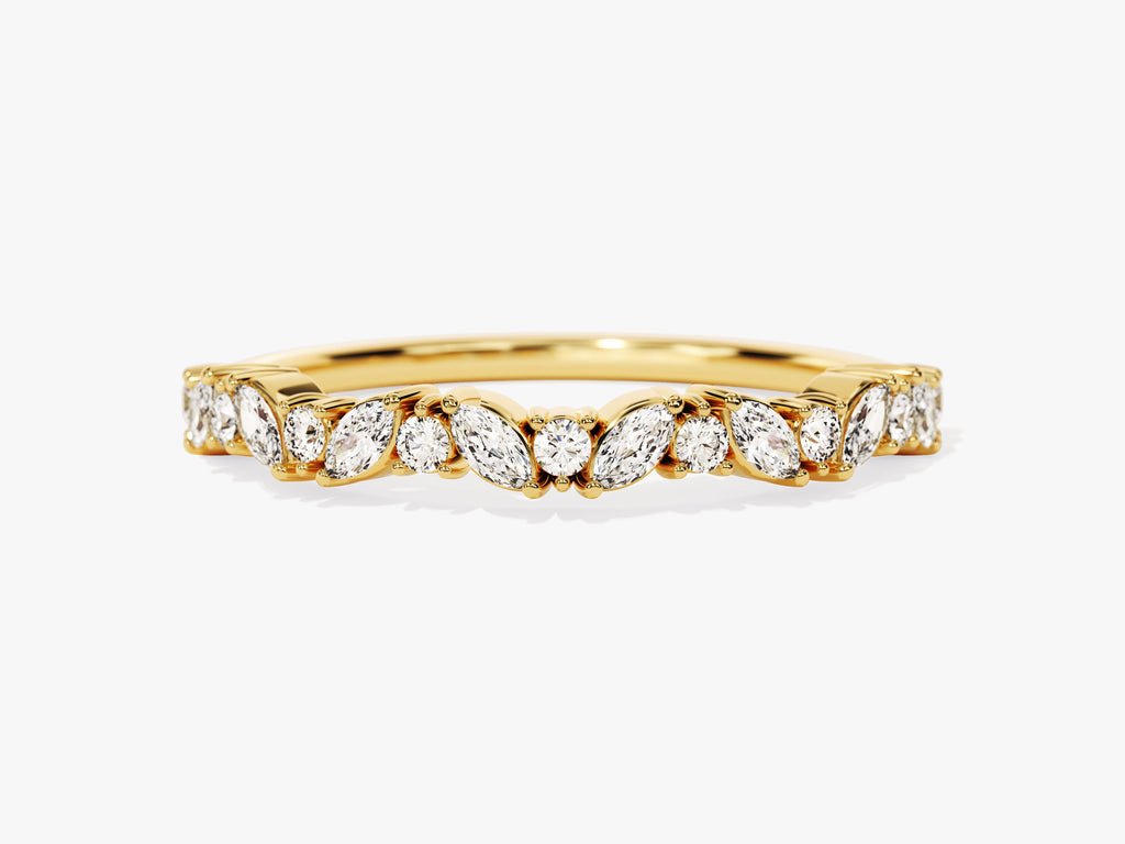Marquise & Round marquise & round diamond wedding band front view