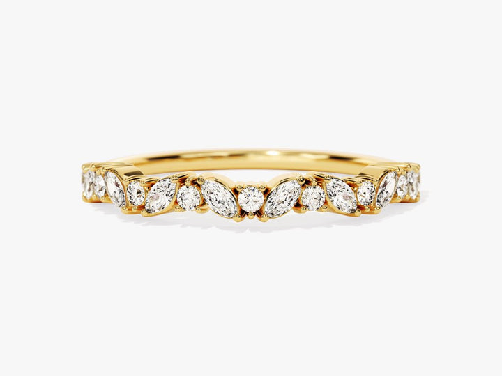 Marquise & Round marquise & round diamond wedding band front view