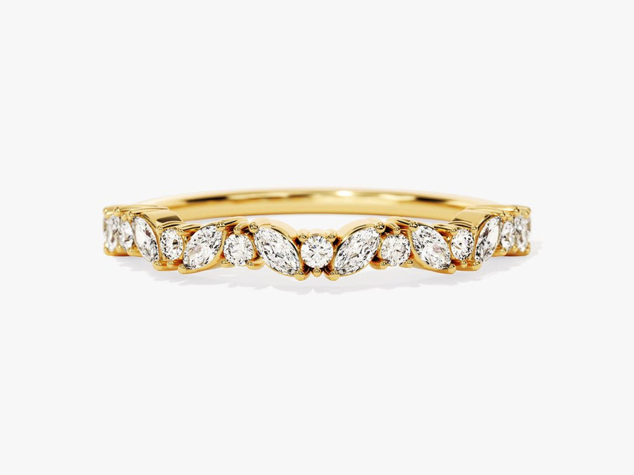 Marquise & Round marquise & round diamond wedding band front view