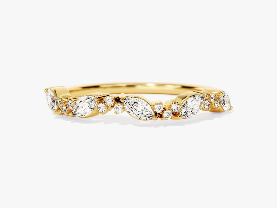 Marquise & Round marquise & round diamond wedding band front view