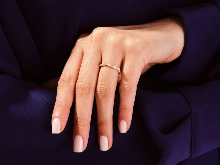 Ethically sourced round marquise diamond eternity band