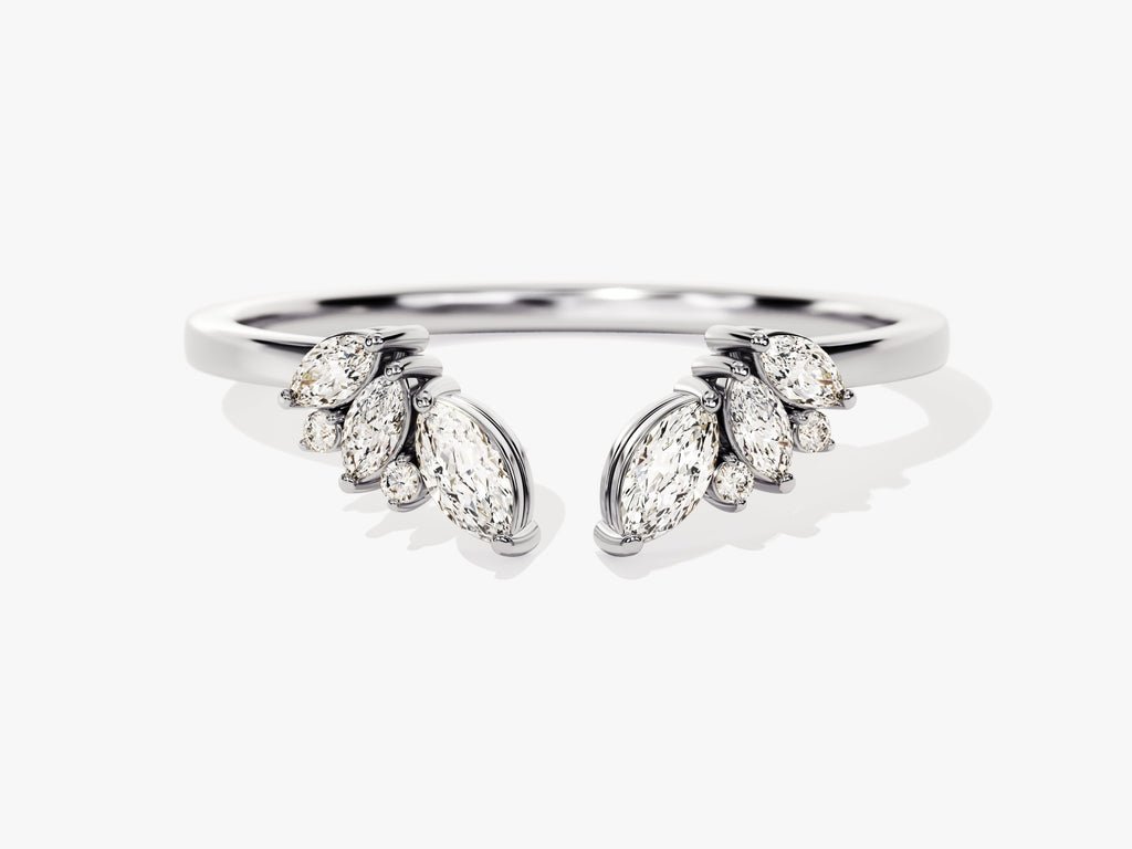 Round Marquise diamond wedding band in yellow gold