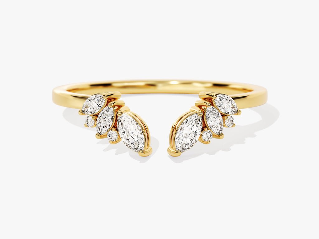 Marquise & Round marquise & round diamond wedding band front view