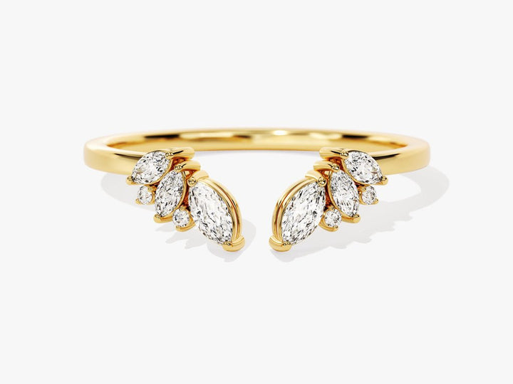 Round Marquise round marquise diamond wedding band front view