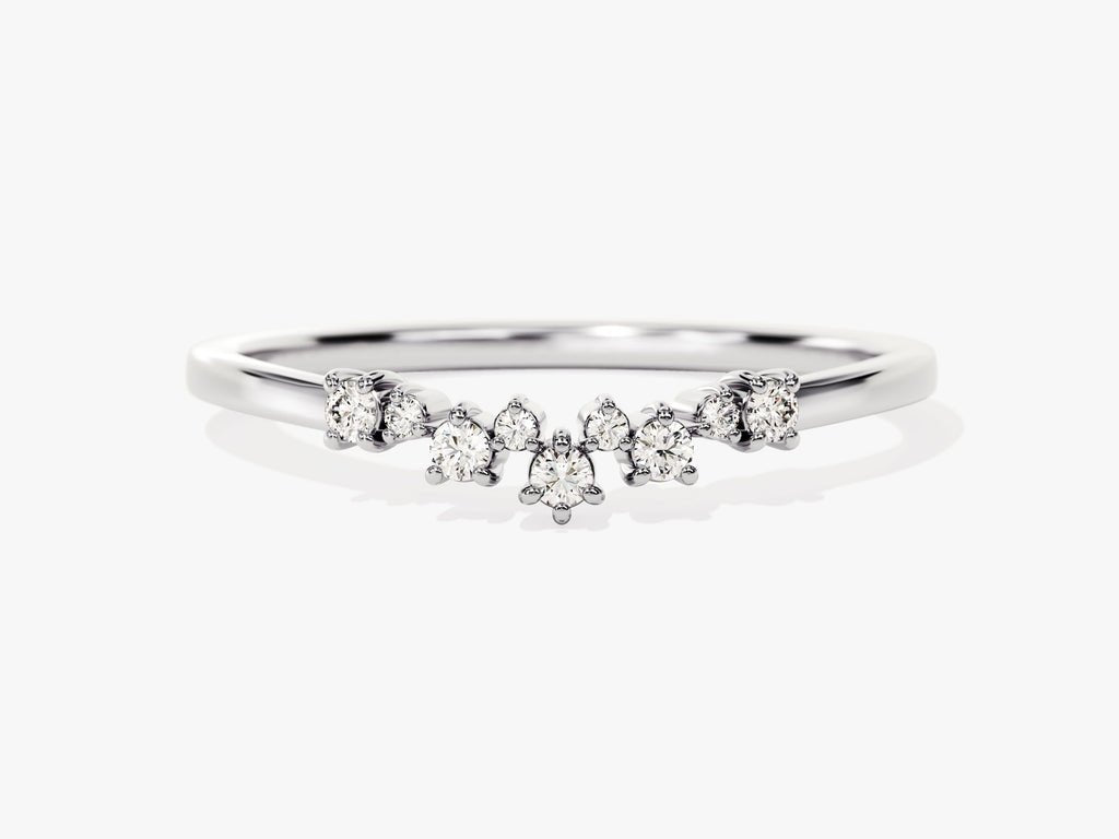 Round diamond wedding band in white gold