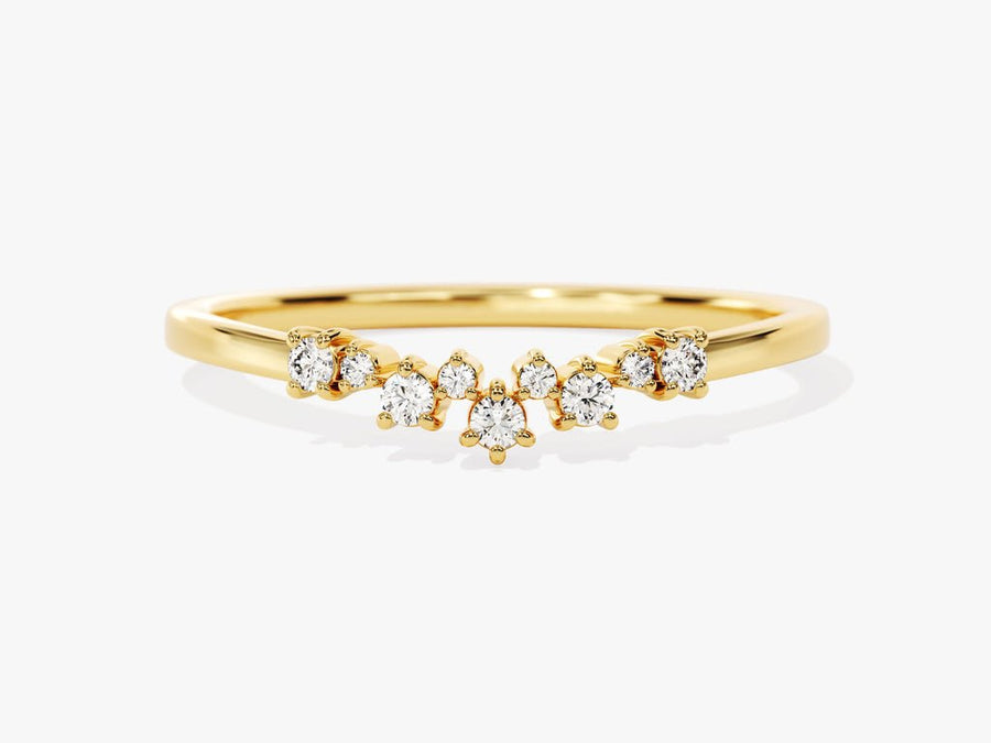 Round round diamond wedding band front view