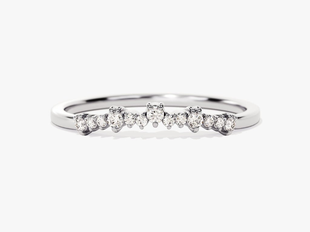 Round Brilliant diamond band stacked with engagement ring