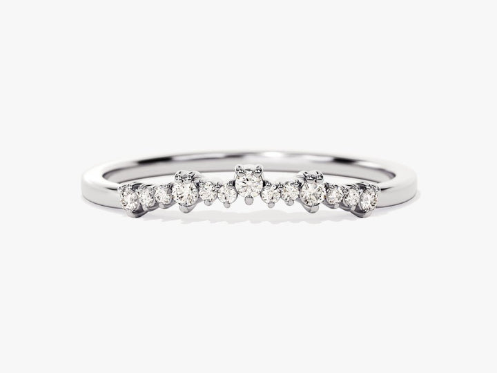Round Brilliant diamond band stacked with engagement ring