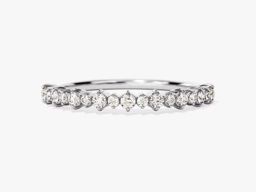 Round Brilliant diamond band stacked with engagement ring