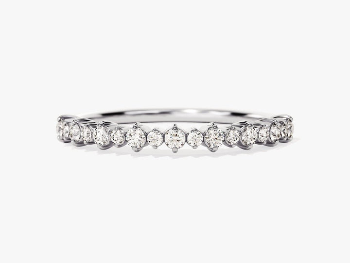 Round Brilliant diamond band stacked with engagement ring