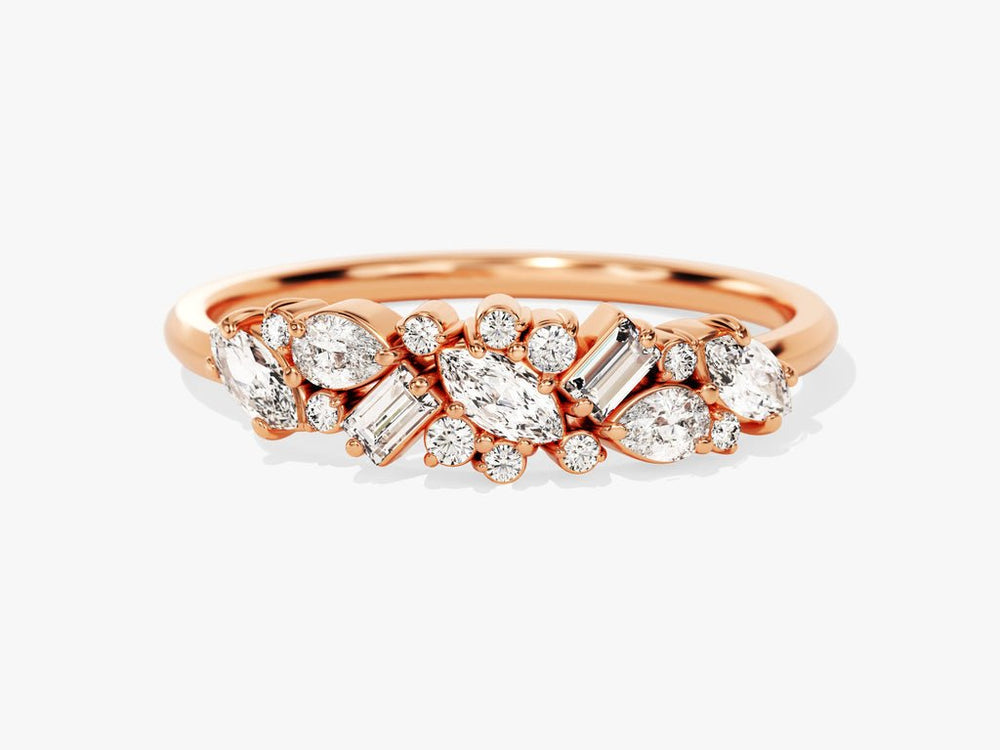 Close-up of 0.72CT baguette, round, marquise, pear lab grown diamonds
