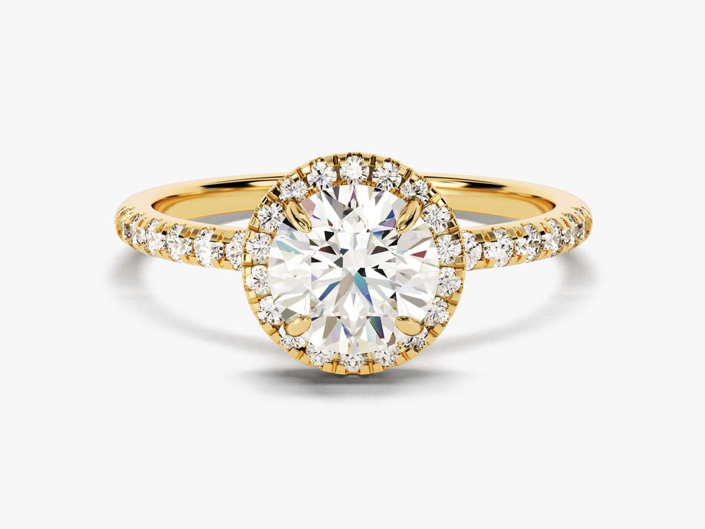 Shop round pave lab grown diamond engagement ring