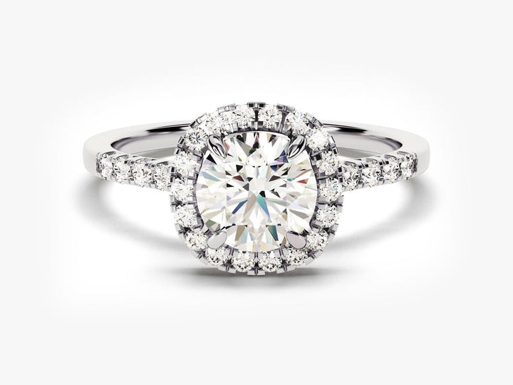 Round pave engagement ring with brilliant diamond sparkle
