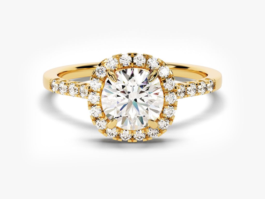 1.0CT round cut pave engagement ring available to buy now
