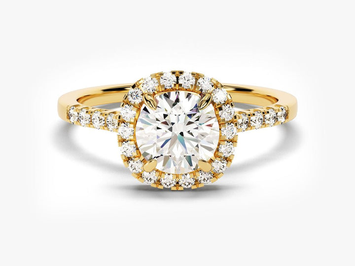 1.0CT round cut pave engagement ring available to buy now