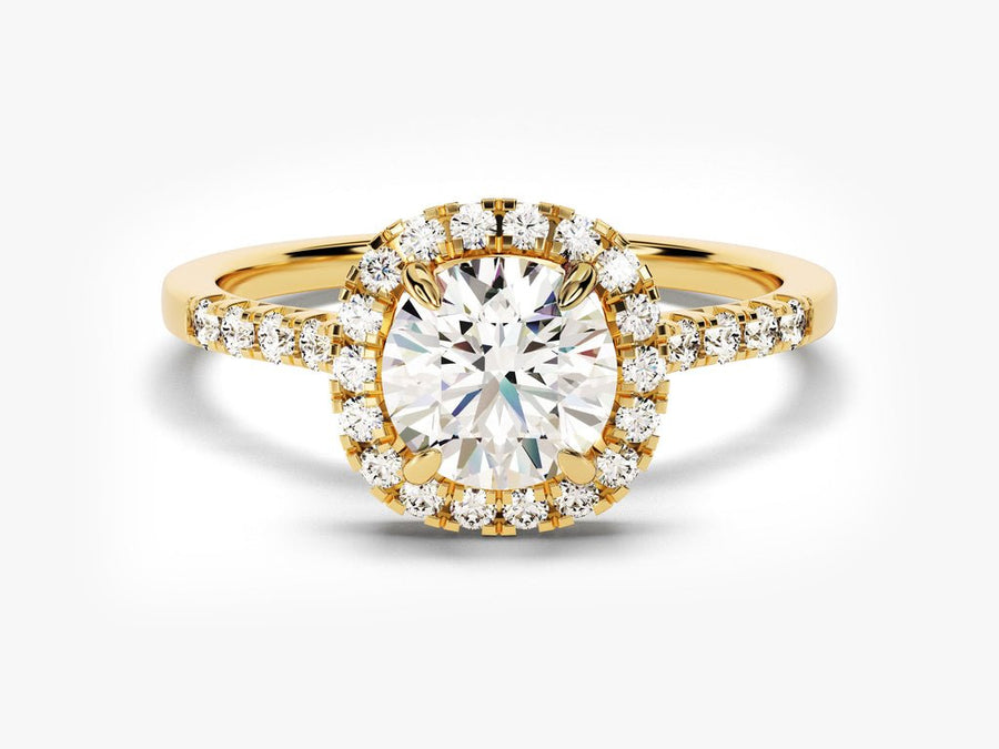 1.0CT round cut pave engagement ring available to buy now