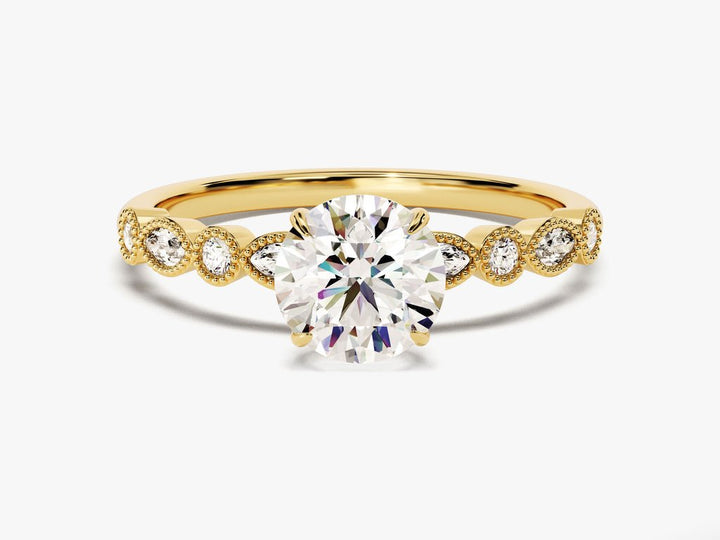 1.0CT round milgrain lab grown diamond engagement ring for sale