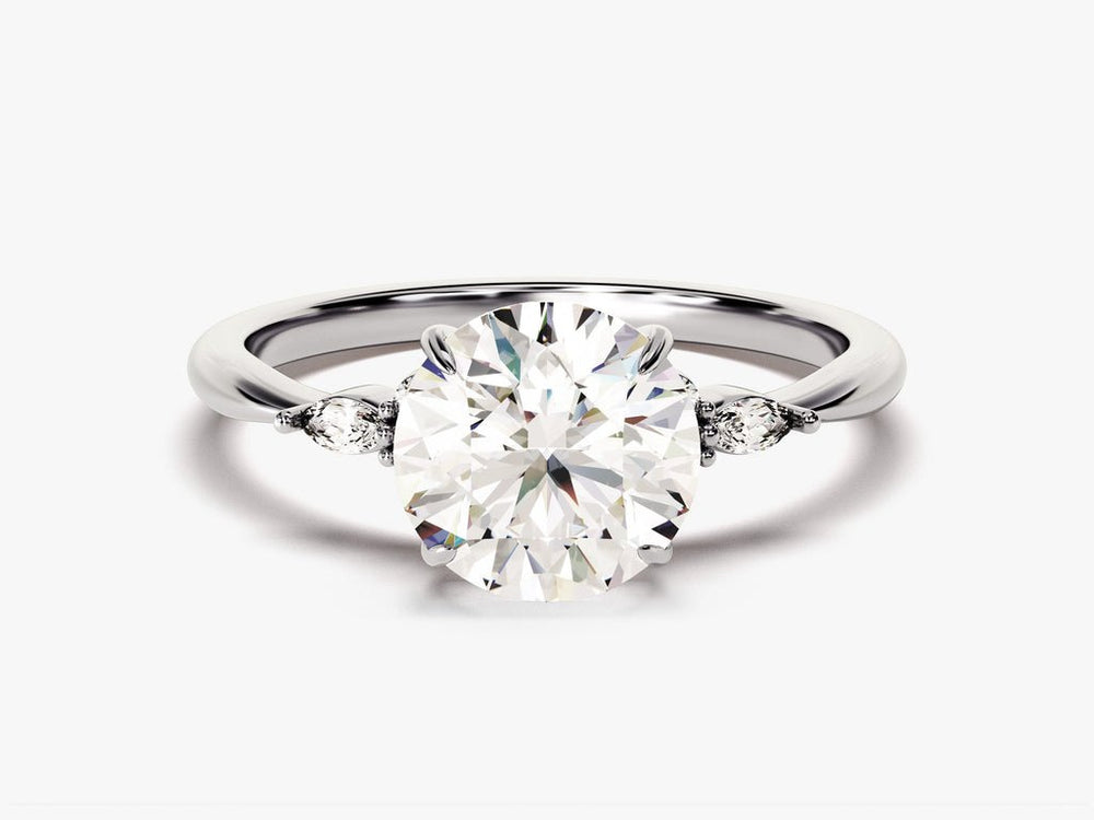 Round cut diamond ring worn on hand