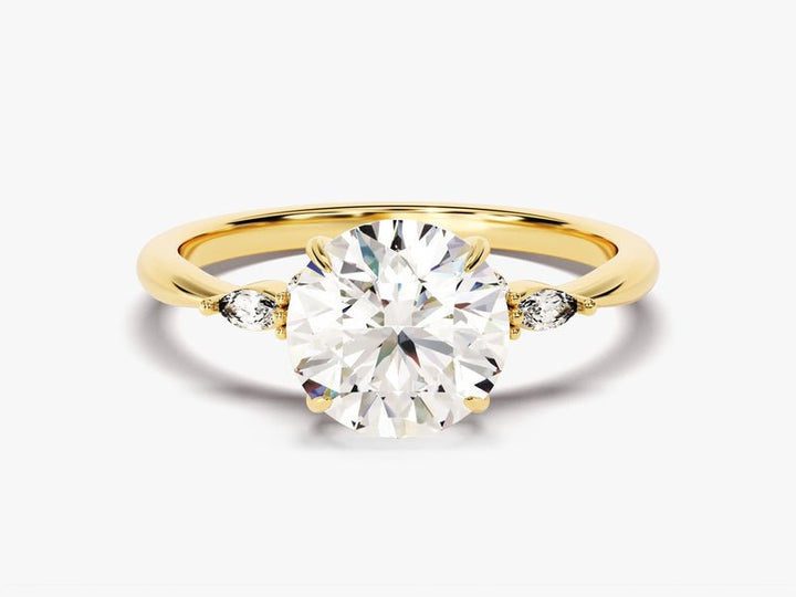 Shop round three stone lab grown diamond engagement ring