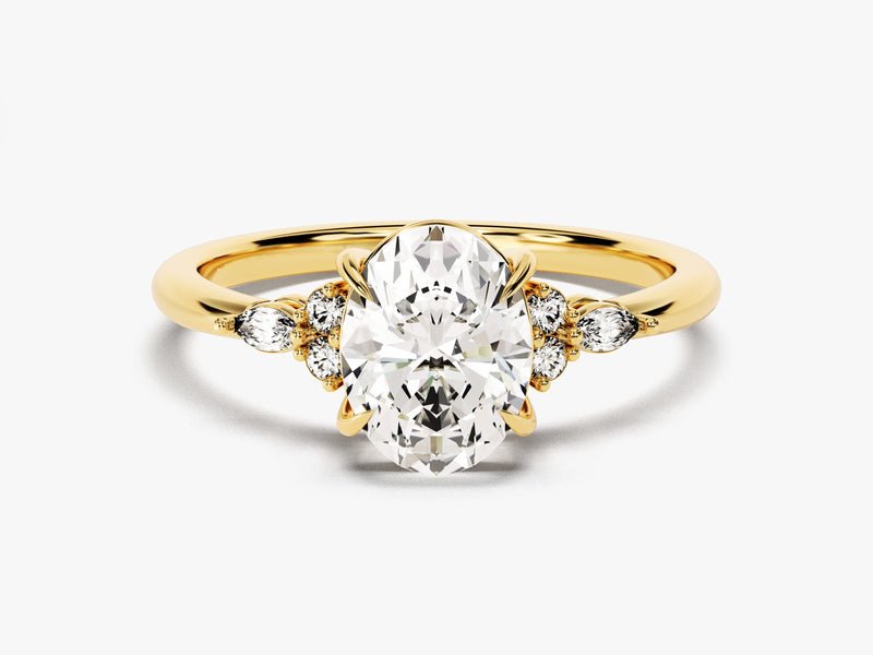 Discover oval three stone lab grown diamond engagement ring online
