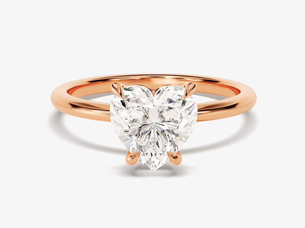 Heart solitaire lab grown diamond ring in jewelry gift box