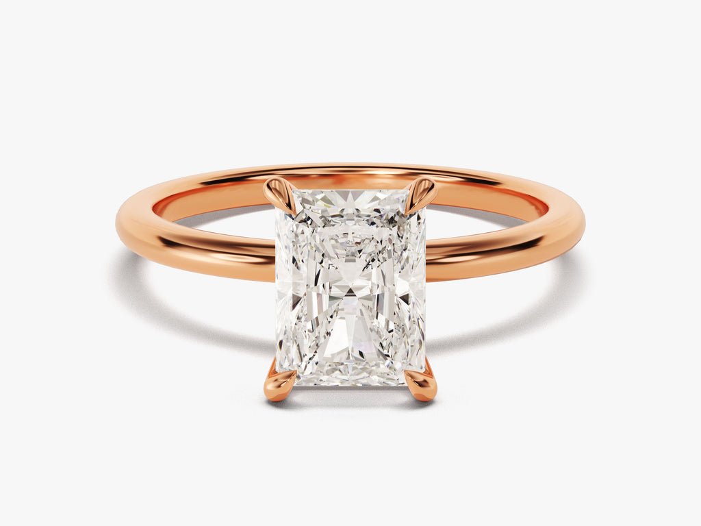 IGI certified radiant cut diamond in solitaire engagement ring setting