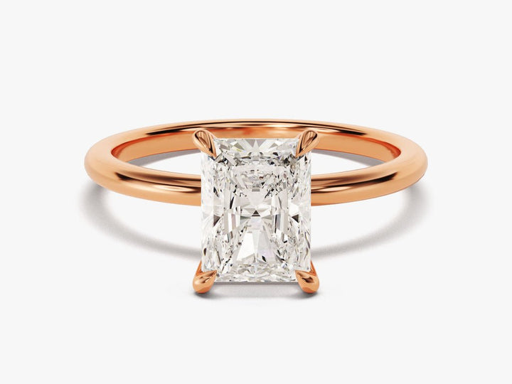 IGI certified radiant cut diamond in solitaire engagement ring setting