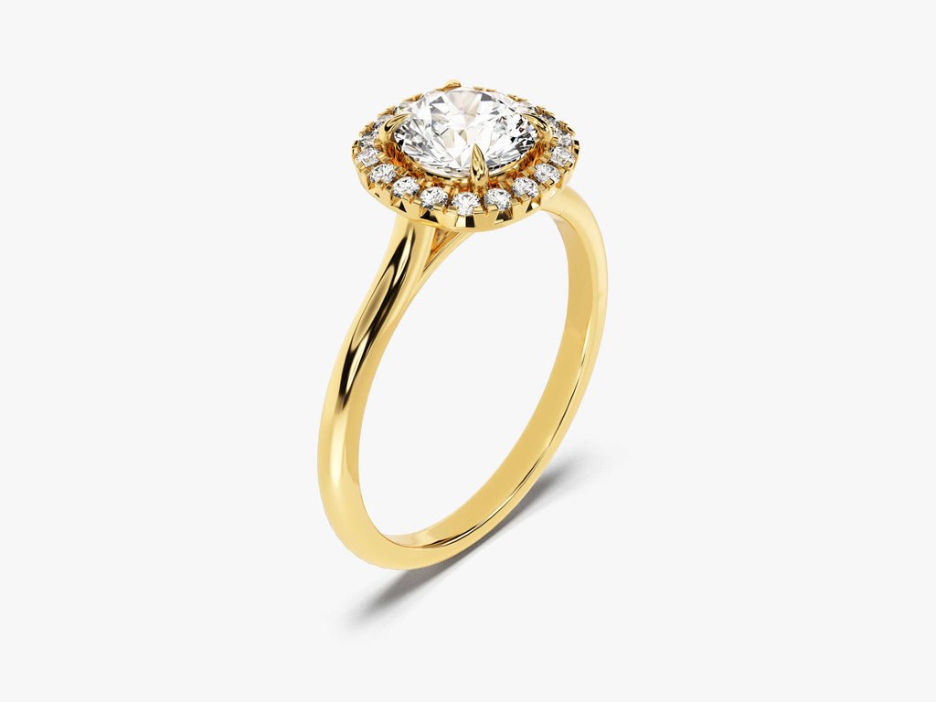 Round halo ring set with an IGI graded diamond